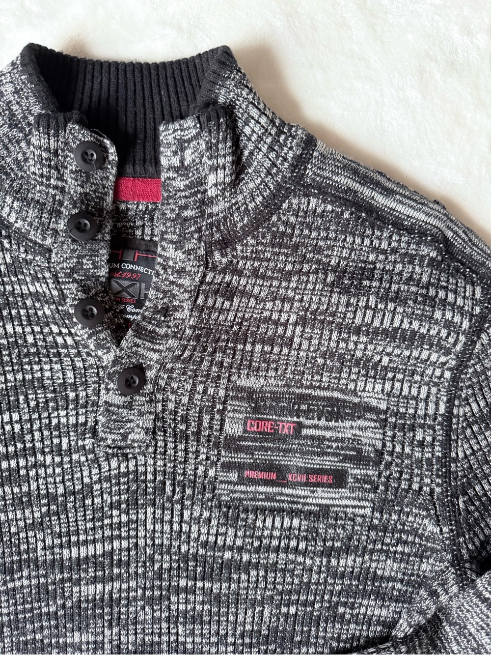 Men's Marled Knit Pullover Sweater - Black/Gray - Picture 4 of 11